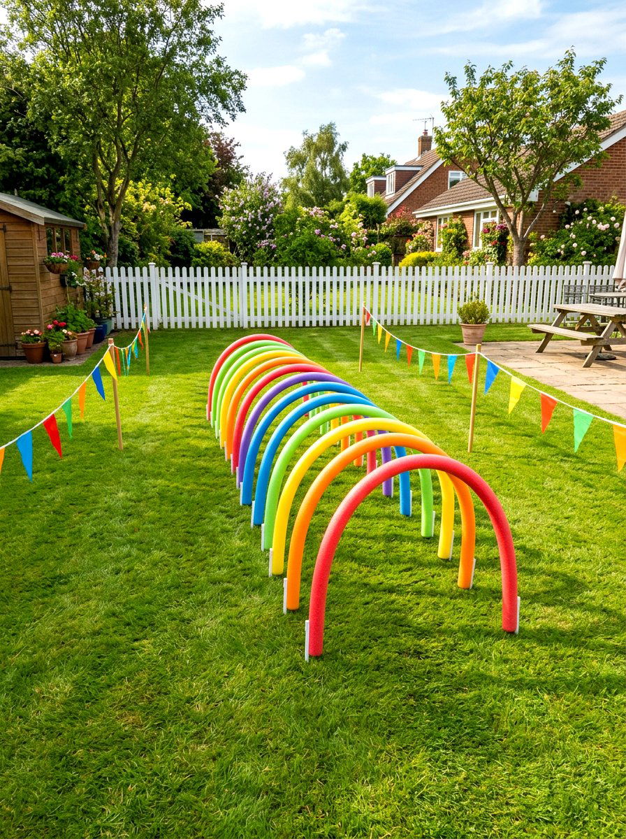 Pool Noodle Tunnel - 30 backyard obstacle course ideas