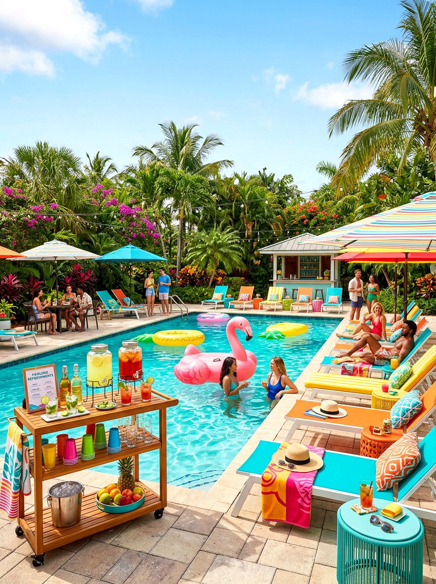 Pool Party Setup - 30 outdoor birthday party ideas