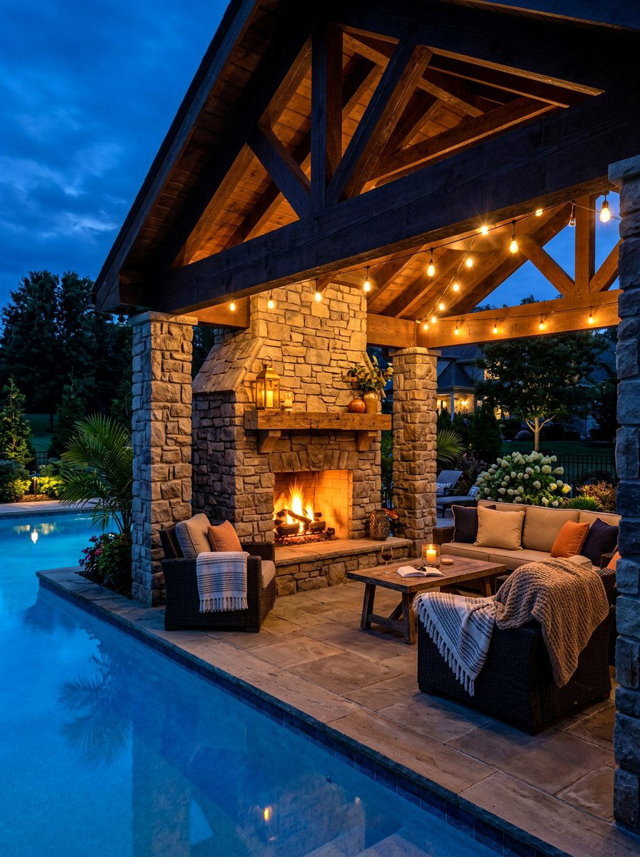 Pool Pavilion With Fireplace - 30 pool pavilion ideas