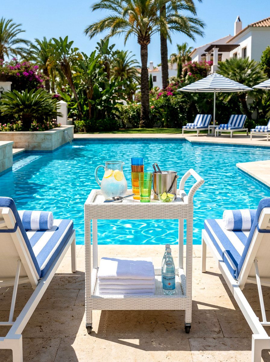 Pool Side Bar Cart - 30 outdoor bar cart ideas