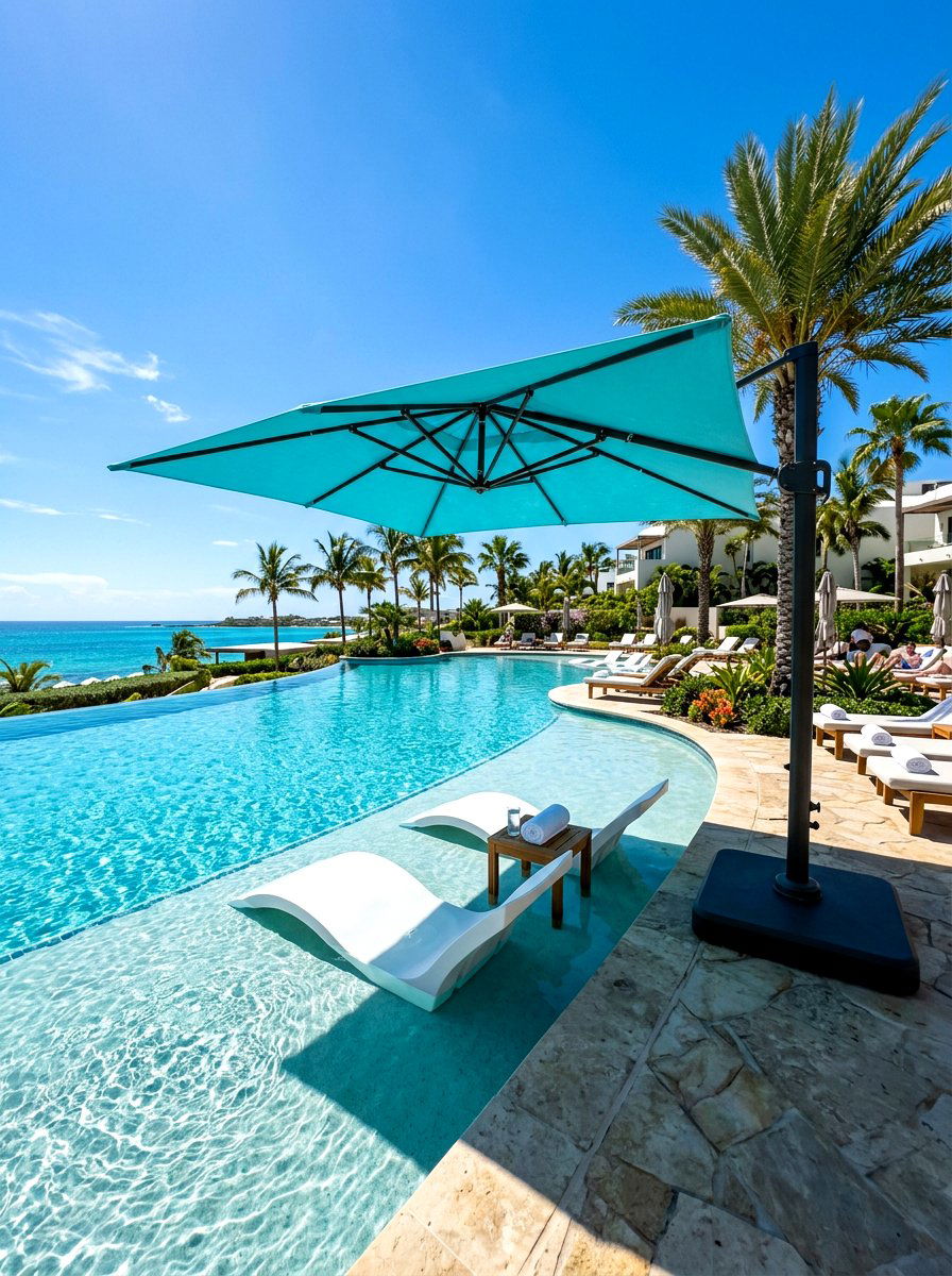 Pool Side Umbrella - 30 patio umbrella ideas