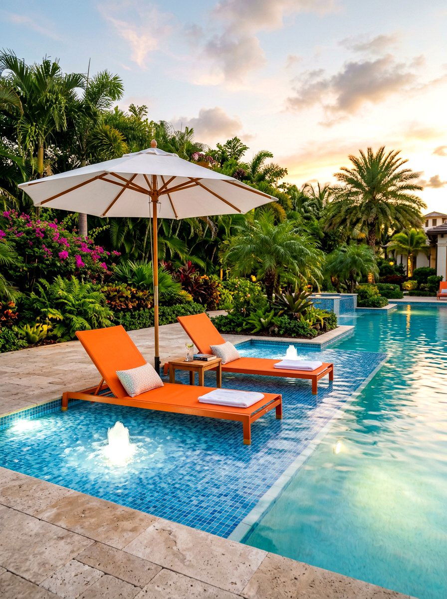 Pool Sun Shelf Lighting - 30 pool lighting ideas