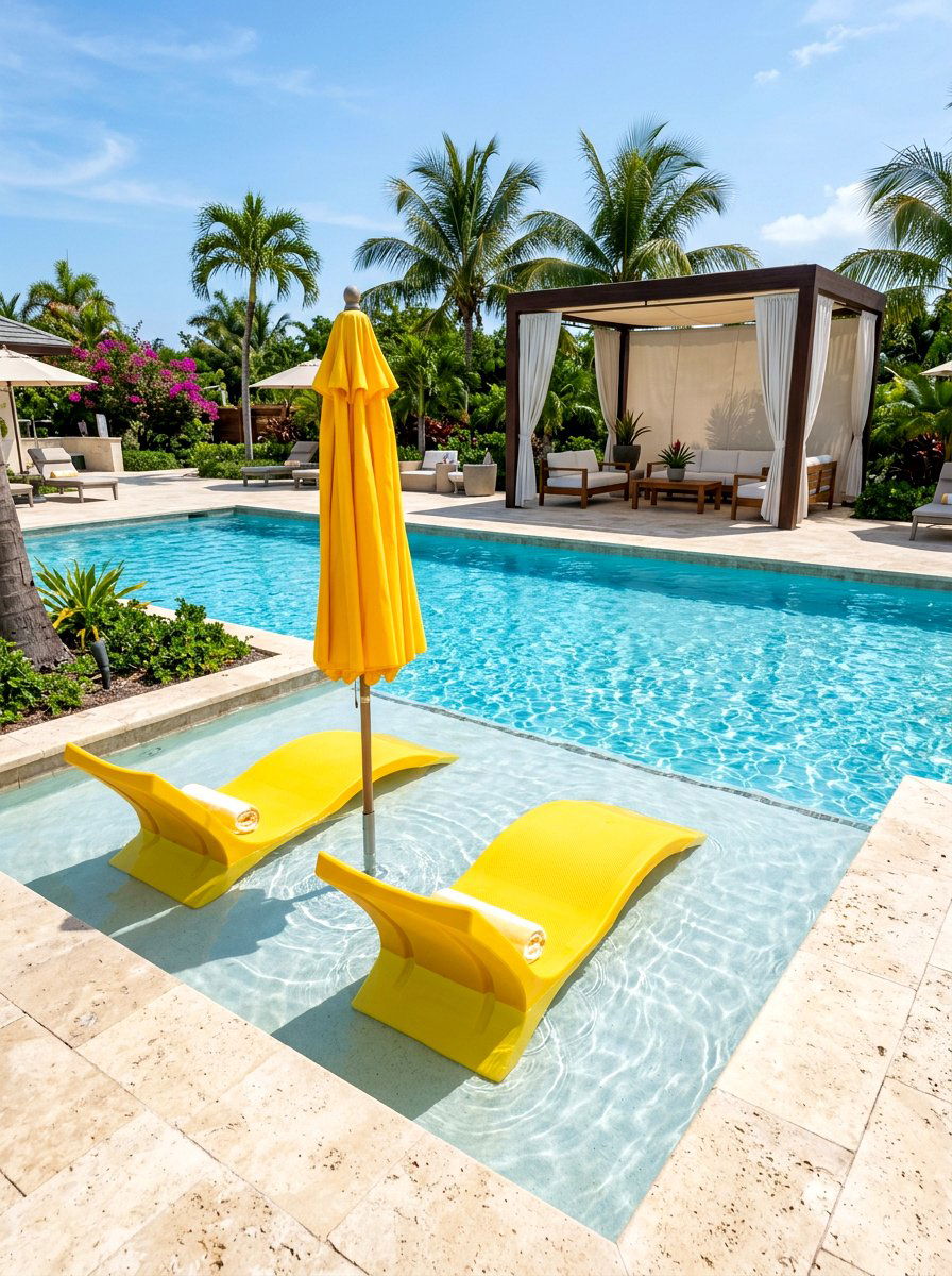 Pool With Baja Shelf - 30 rectangular pool ideas