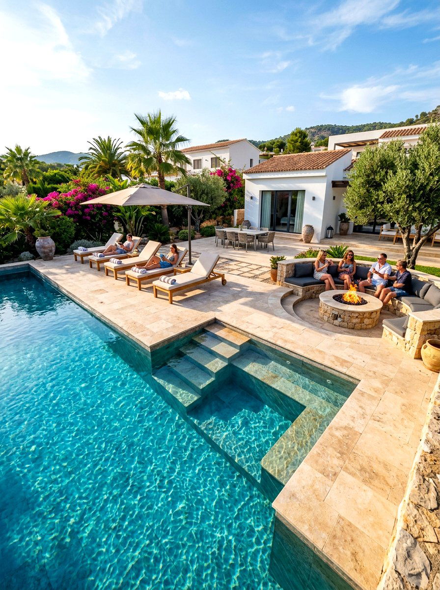 Pool With Built In Seating - 30 plunge pool patio ideas