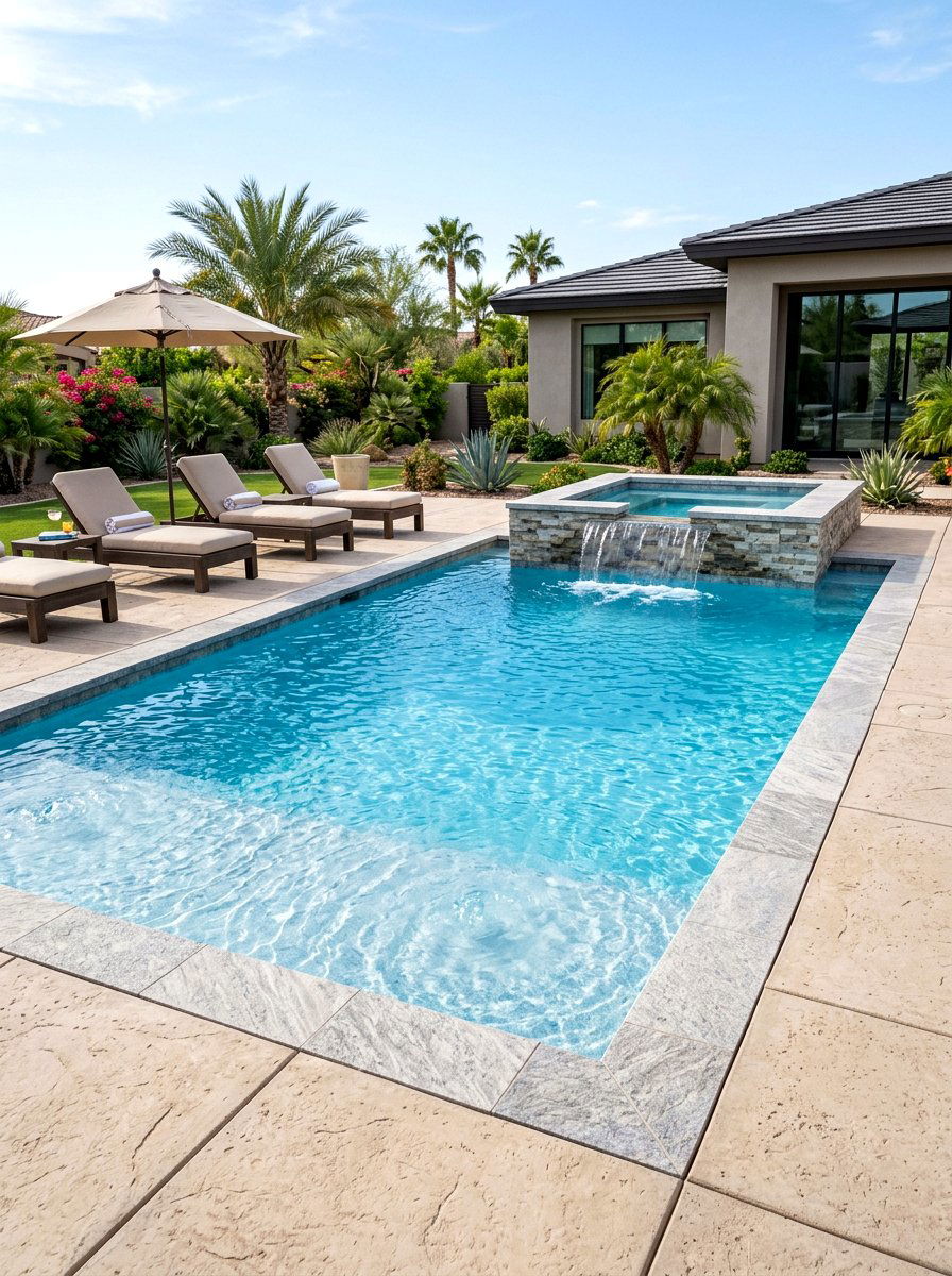 Pool With Built In Spa - 30 rectangular pool ideas