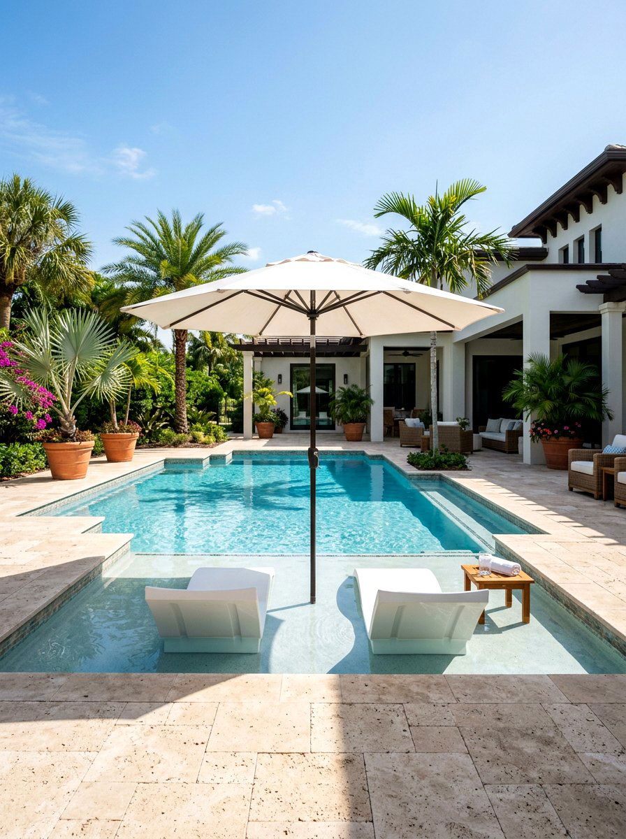 Pool With Tanning Ledge - 30 rectangular pool ideas