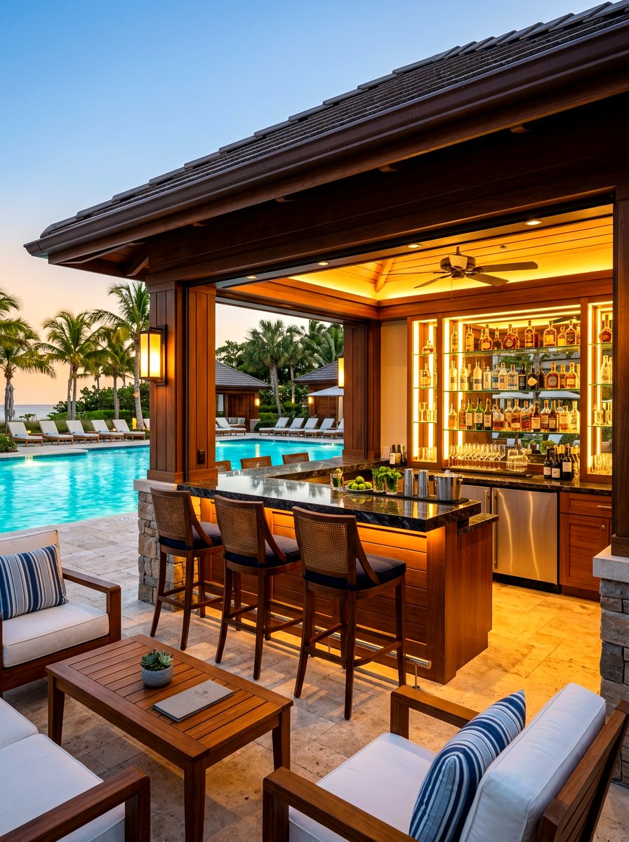 Pool cabana with bar - 30 pool cabana decor ideas