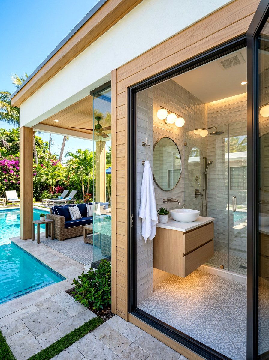 Pool cabana with bathroom - 30 pool cabana decor ideas