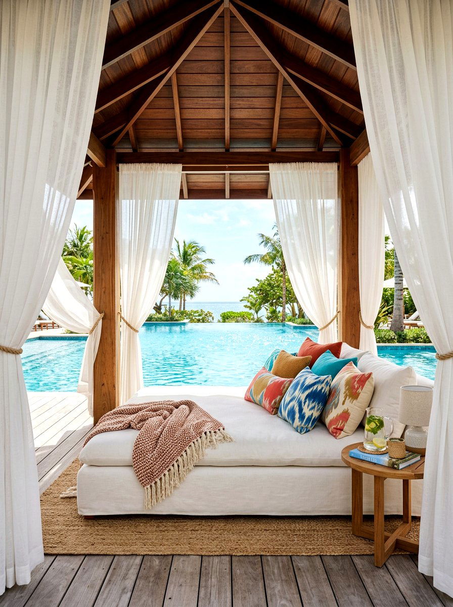 Pool cabana with daybed - 30 pool cabana decor ideas