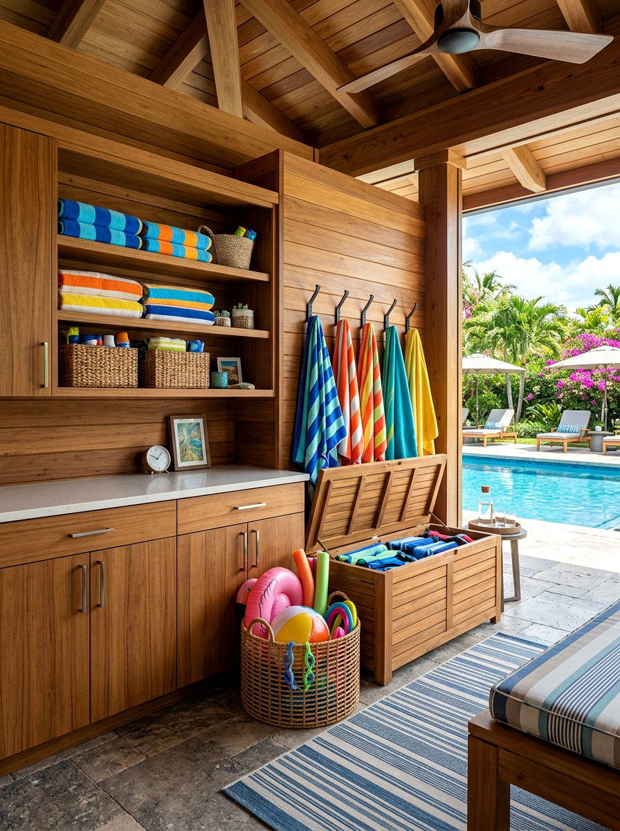 Pool cabana with storage - 30 pool cabana decor ideas