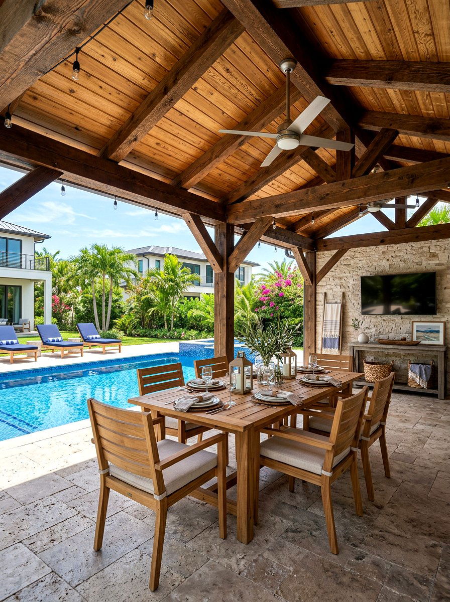 Pool cabana with wood accents - 30 pool cabana decor ideas