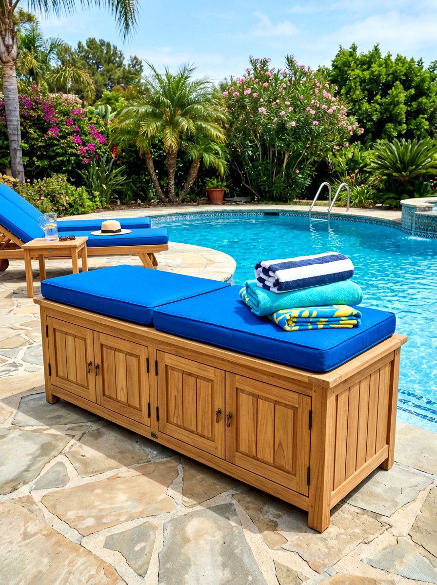Pool equipment storage bench - 30 pool equipment enclosure ideas