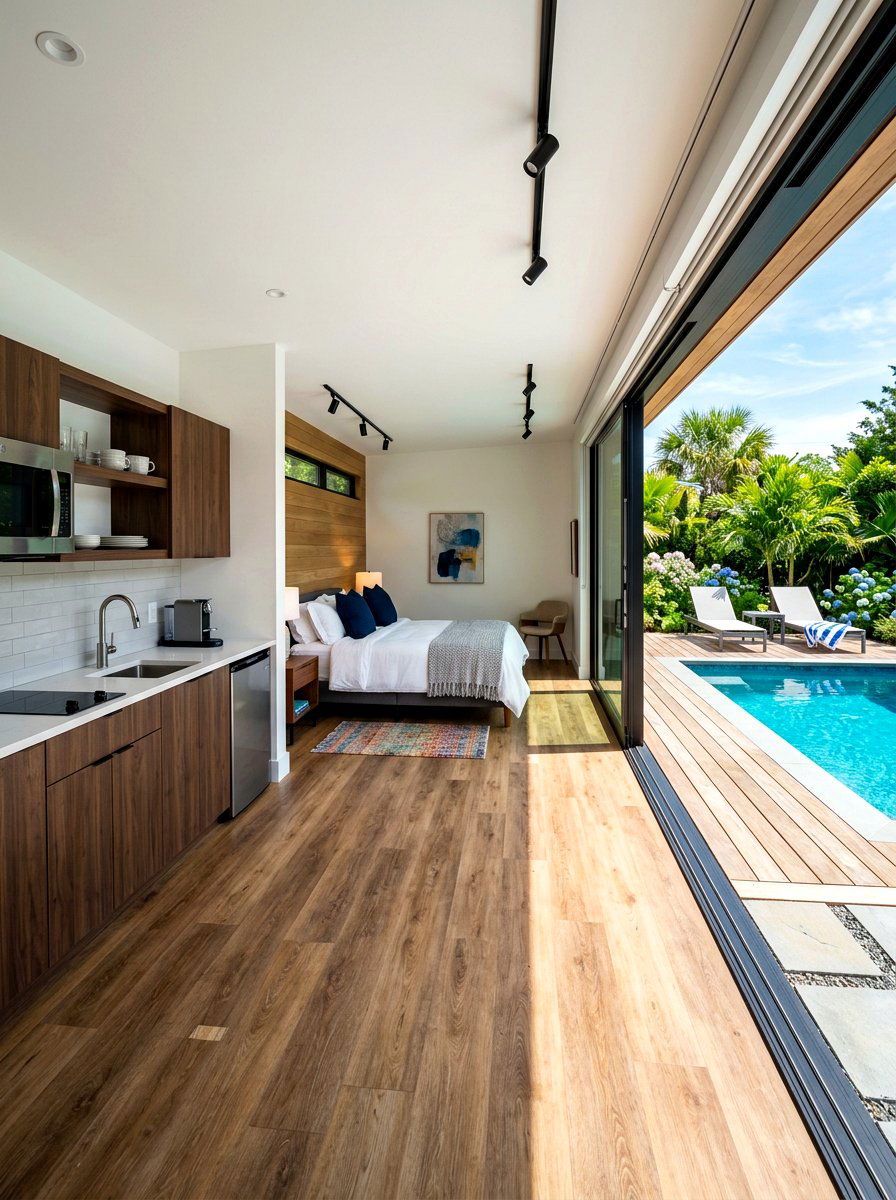 Pool house with guest suite - 30 modern pool house ideas