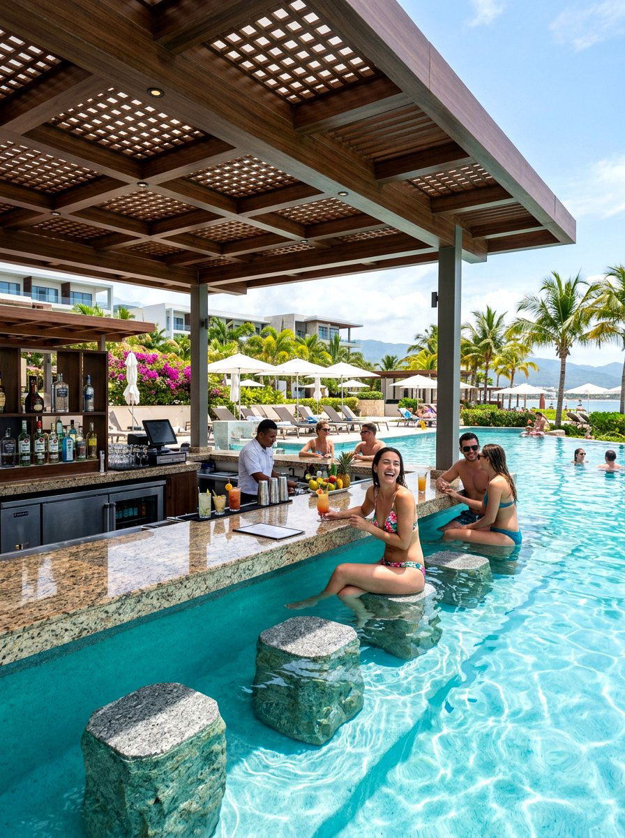 Pool swim up bar - 30 villa backyard ideas