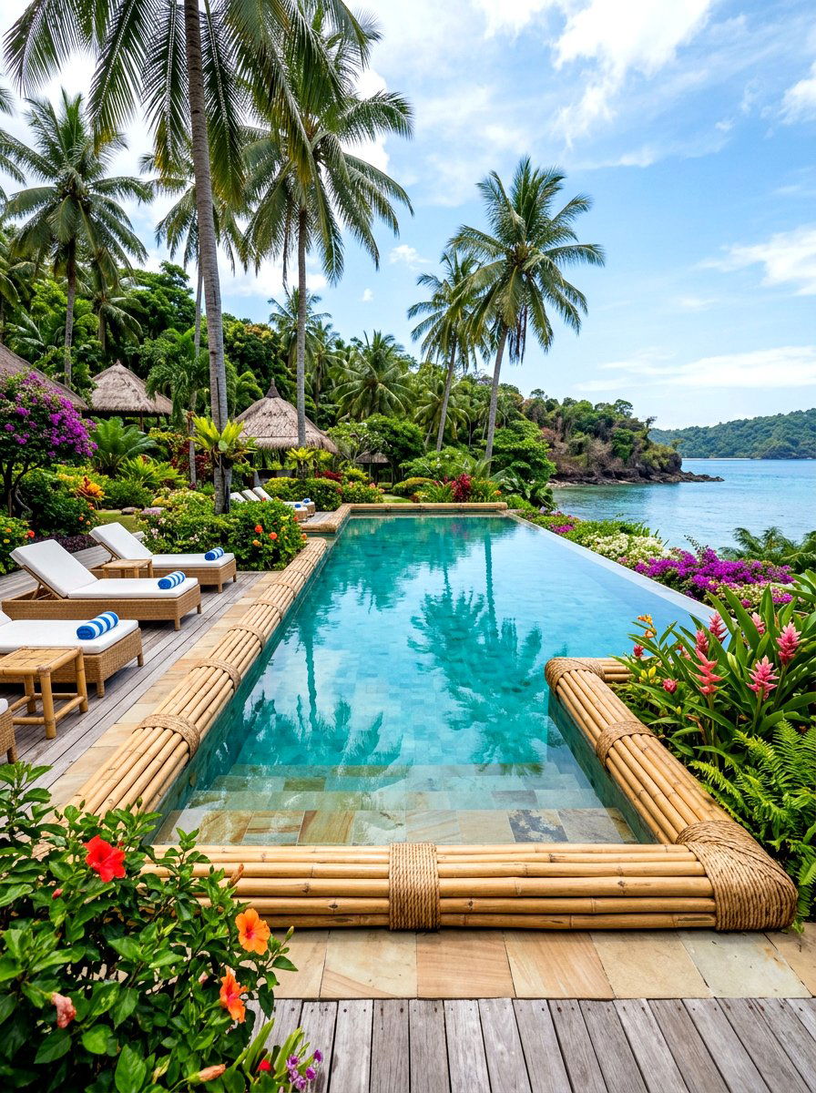 Pool with bamboo covering - 30 budget pool ideas