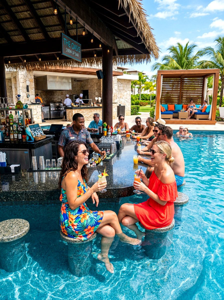 Pool with swim up bar - 30 backyard oasis pool ideas