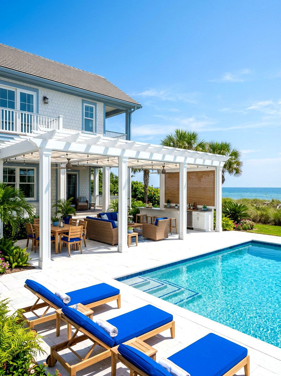 Poolside Attached Pavilion - 30 attached pavilion ideas