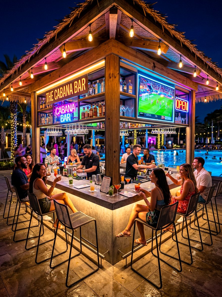 Poolside Bar Cabana - 30 pool cabana patio ideas