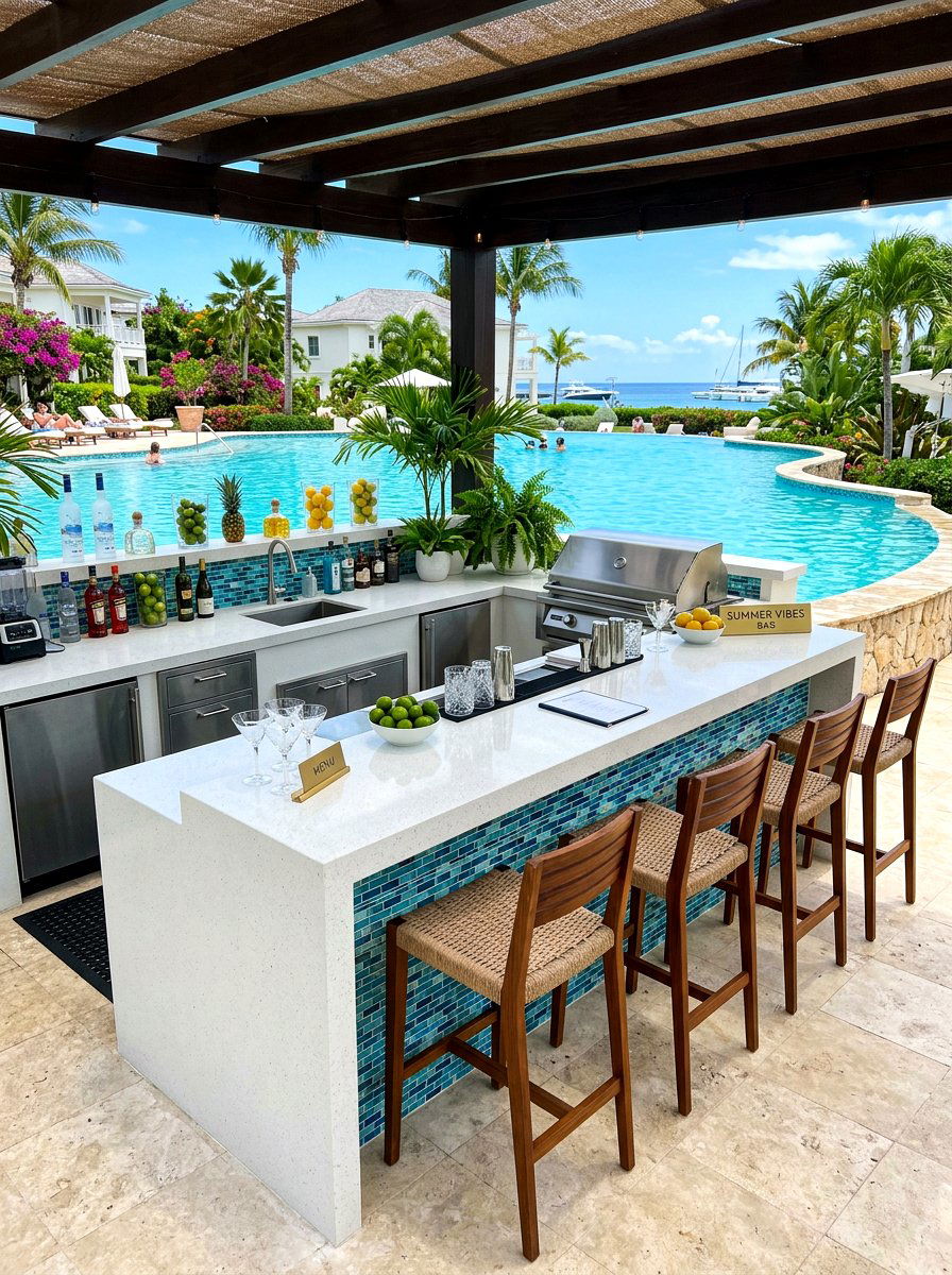 Poolside Bar Kitchen - 30 outdoor kitchen lounge ideas
