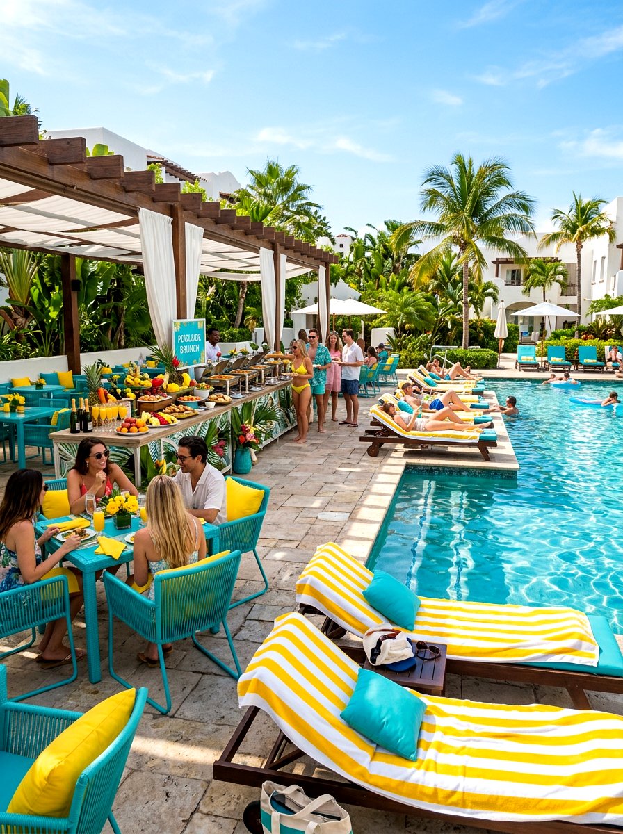 Poolside Brunch Area - 30 patio brunch setup ideas