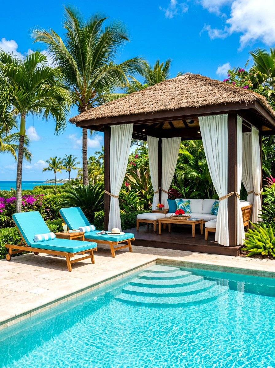 Poolside Cabana Gazebo - 30 hardtop gazebo ideas