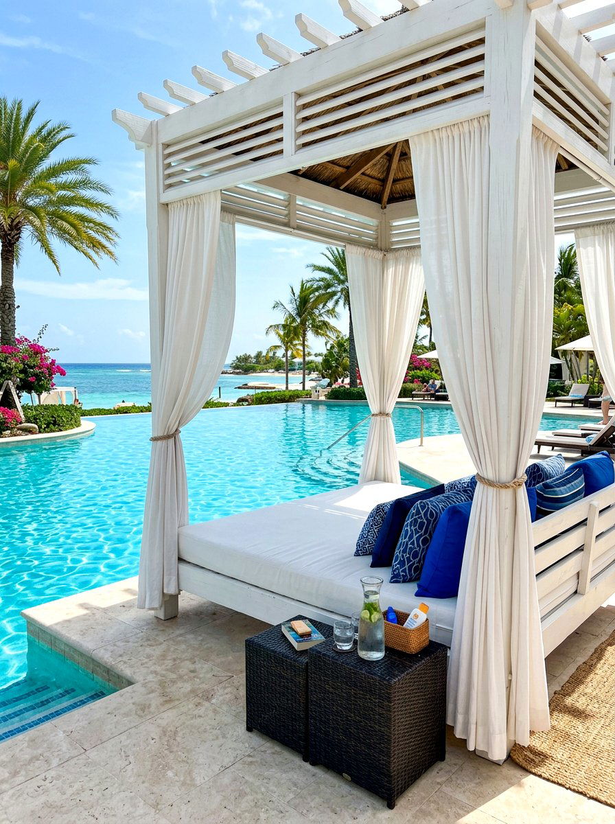 Poolside Cabana Lounge - 30 backyard lounge zone ideas