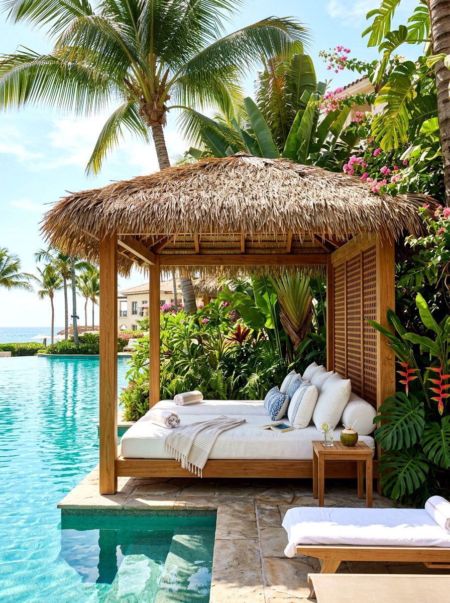 Poolside Cabana Lounge - 30 all weather patio ideas
