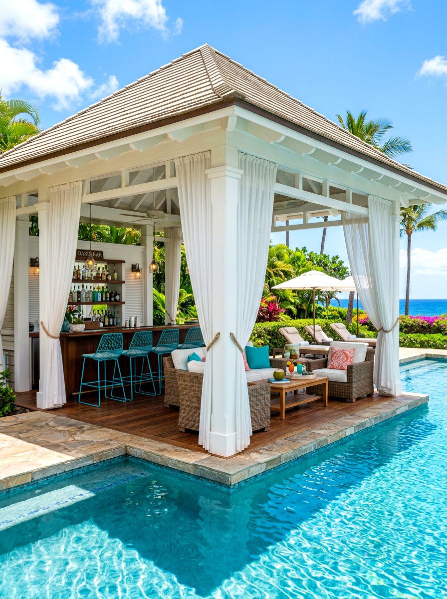 Poolside Cabana Pavilion - 30 backyard pavilion ideas