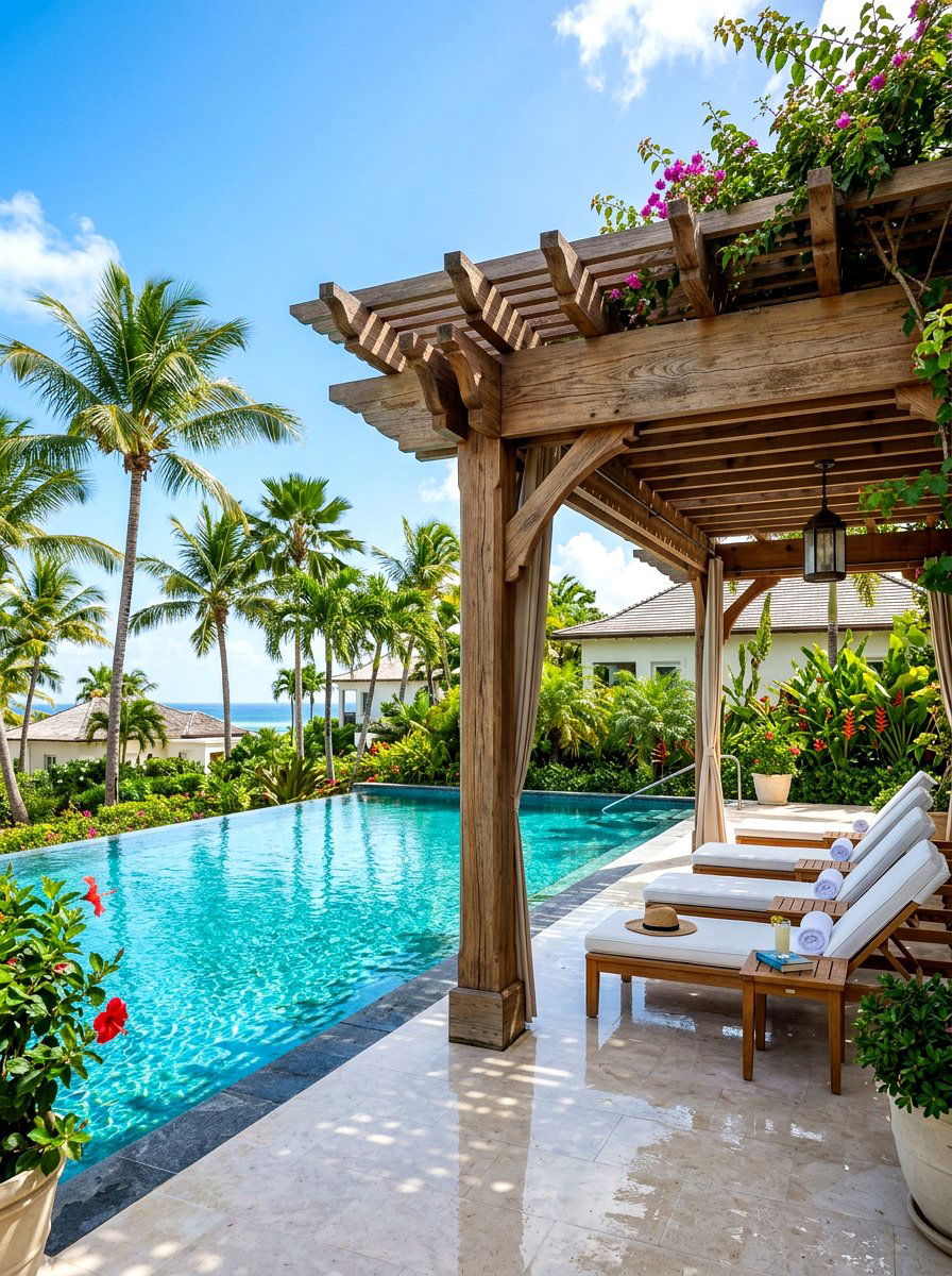Poolside Cedar Pergola - 30 cedar pergola ideas