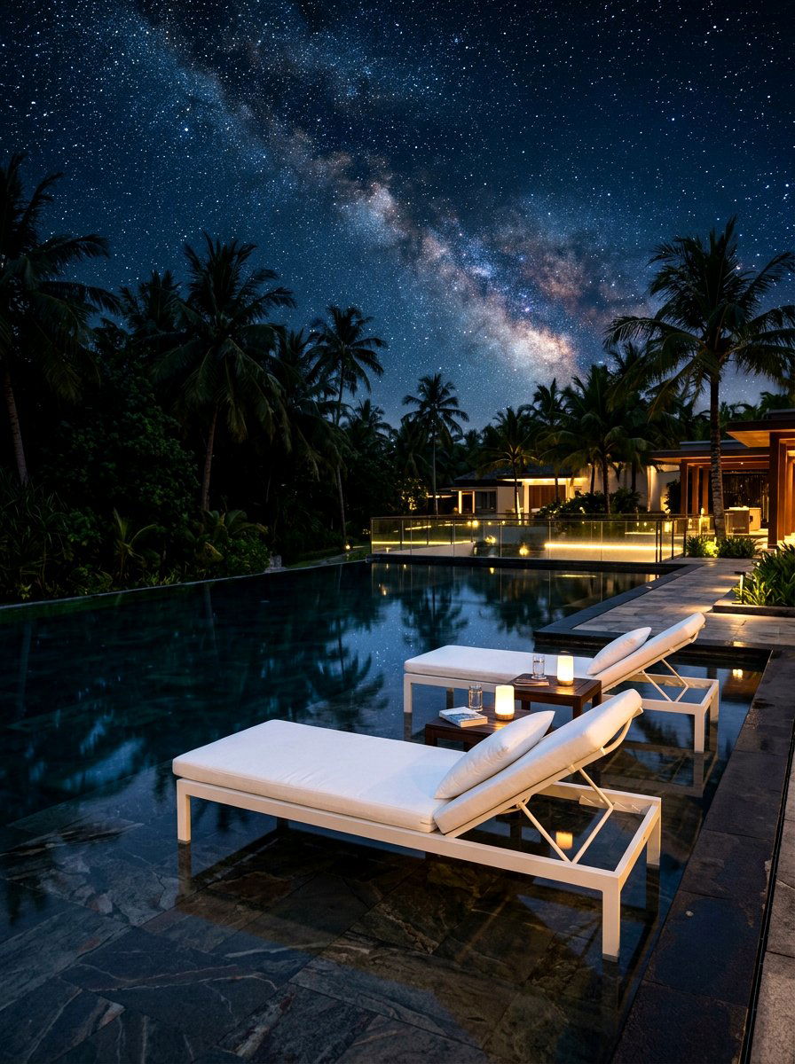 Poolside Chaise Lounge - 30 stargazing backyard lounge ideas