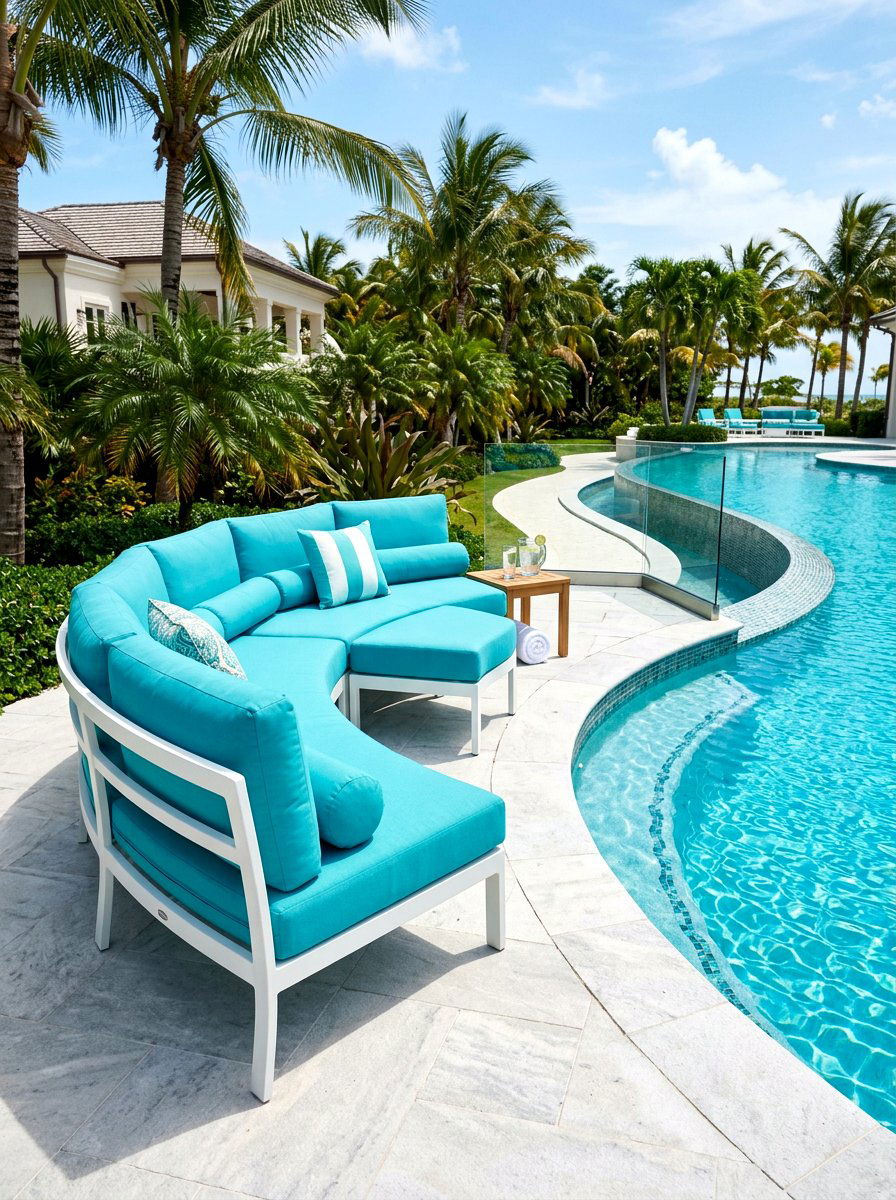 Poolside Curved Tanning Sofa - 30 curved patio sofa ideas