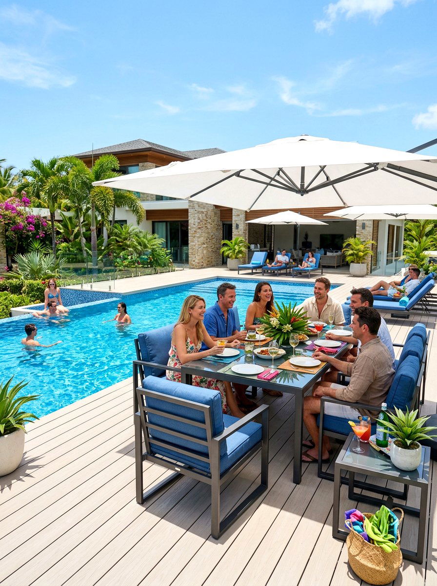 Poolside Deck Dining Area - 30 deck dining zone ideas