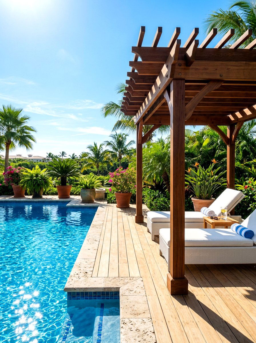 Poolside Deck Pergola - 30 deck pergola ideas