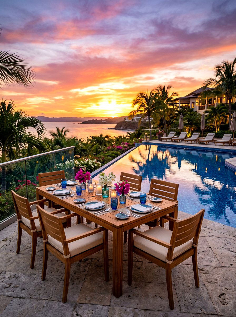 Poolside Dining Area - 30 summer dinner party patio ideas