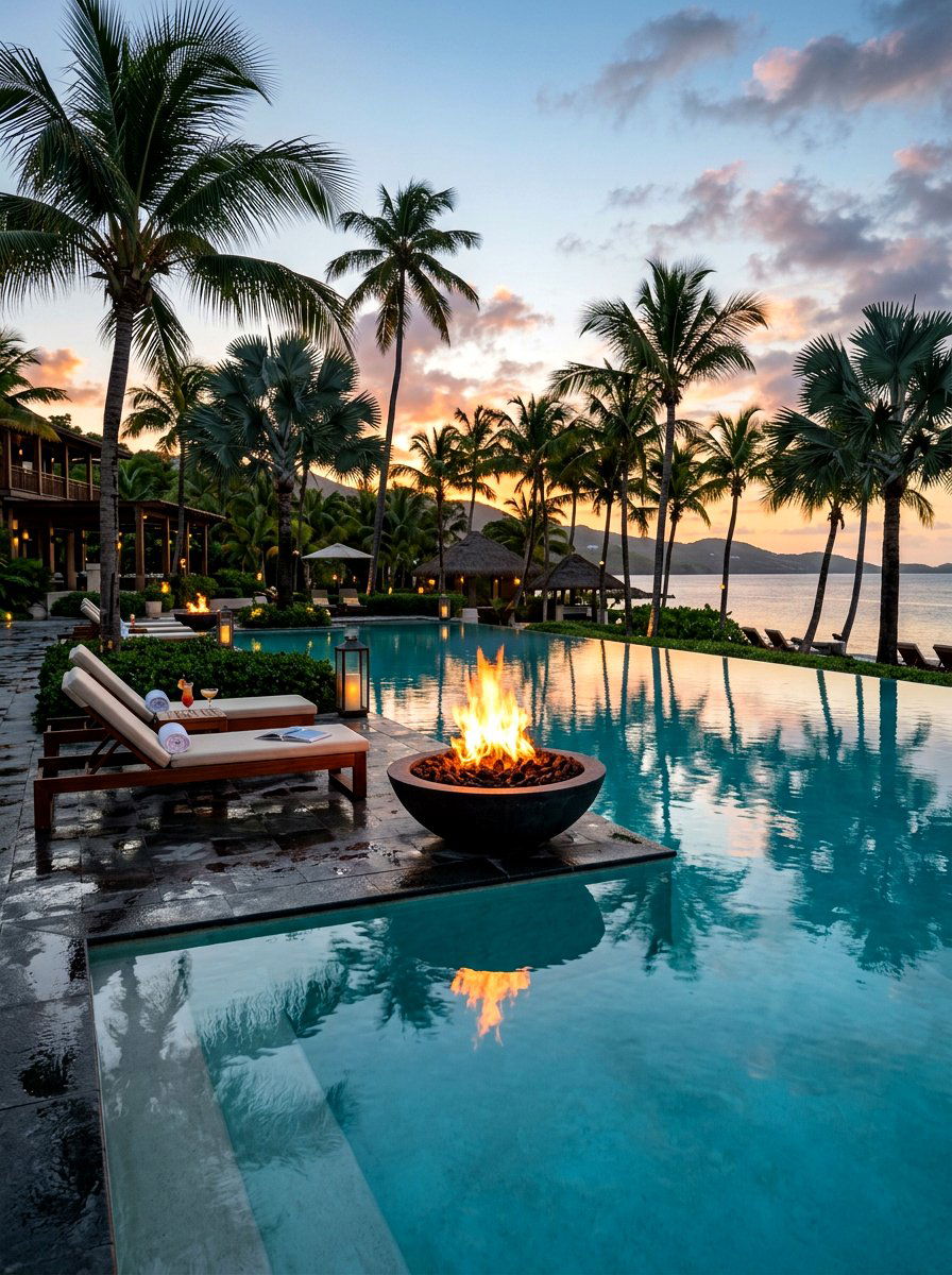 Poolside Gas Fire Pit - 30 gas fire pit ideas