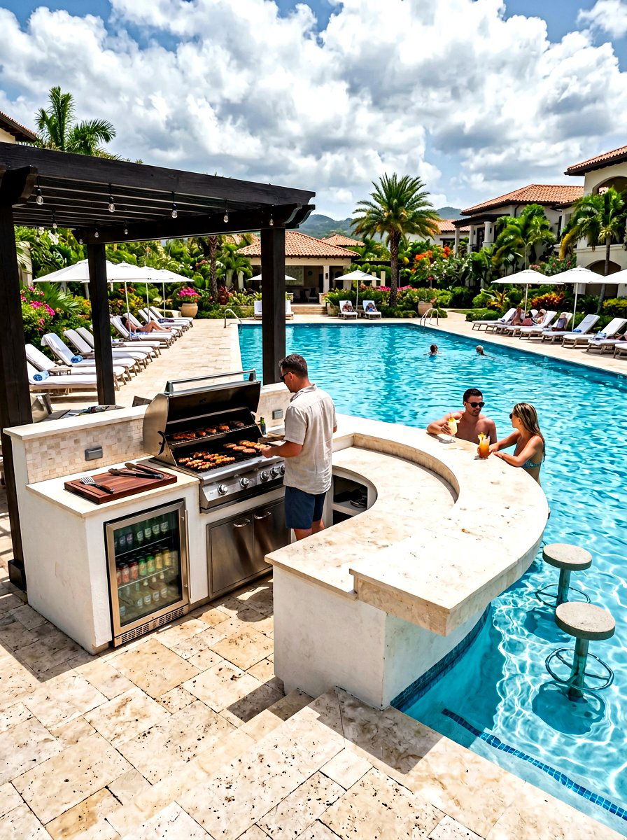 Poolside Grilling Area - 30 outdoor kitchen ideas