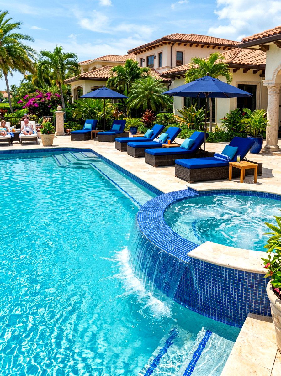 Poolside Hot Tub - 30 hot tub patio ideas