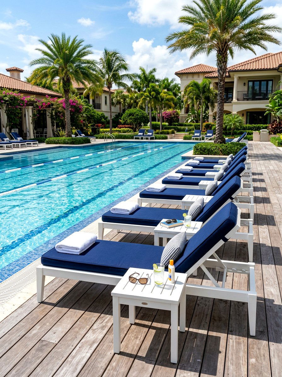 Poolside Lounge Chairs - 30 lap pool backyard decor ideas