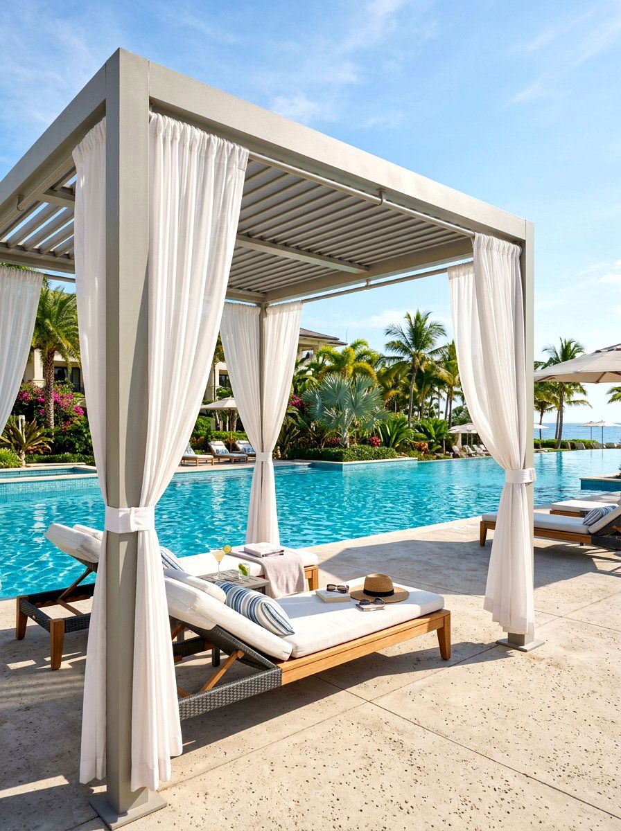 Poolside Lounge Pergola - 30 garden pergola ideas
