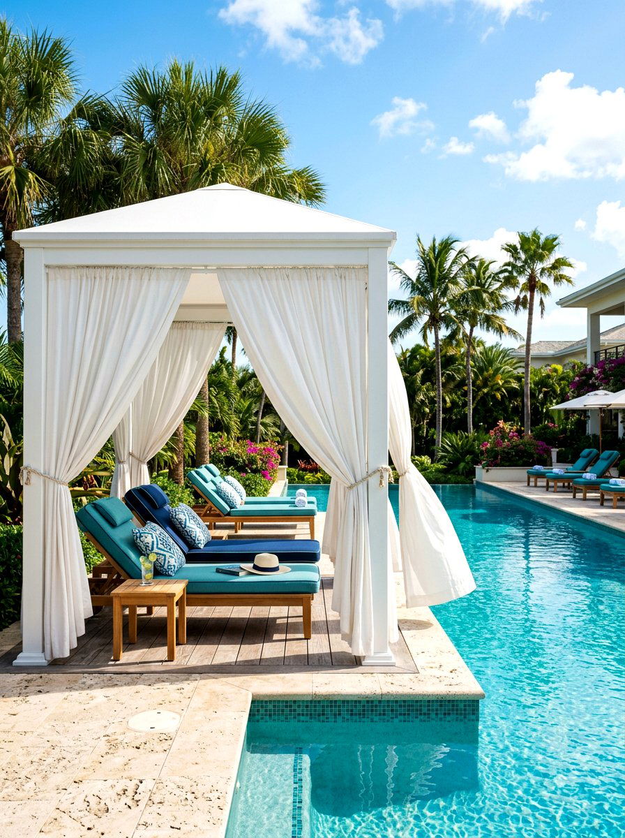 Poolside Luxury Pavilion - 30 backyard pavilion lounge ideas