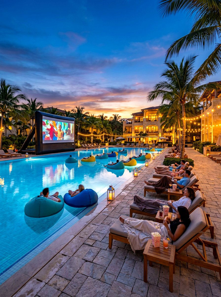 Poolside Movie Setup - 30 outdoor movie night ideas