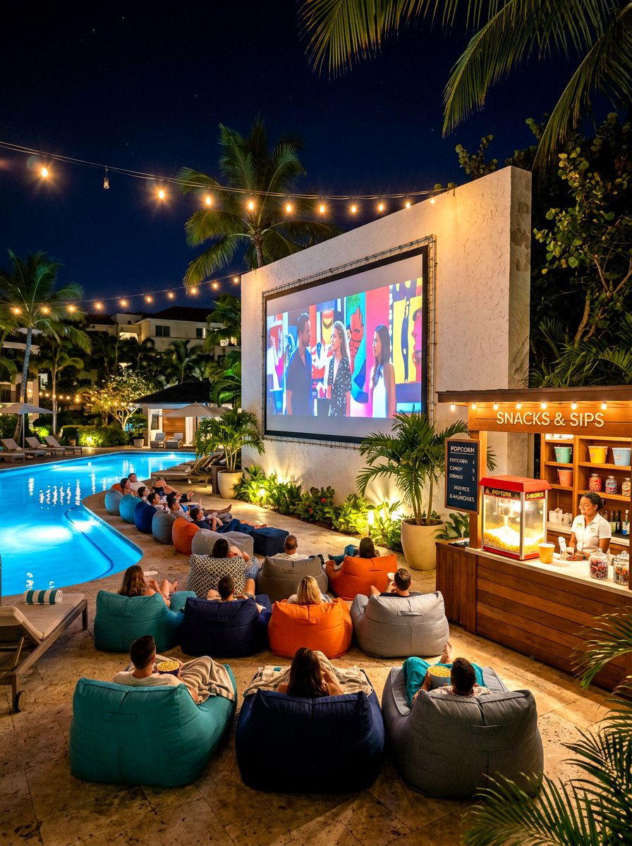 Poolside Movie Theater Lounge - 30 pool house lounge backyard ideas