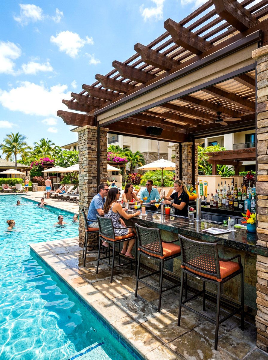 Poolside Pergola With Built In Bar - 30 poolside pergola lounge ideas