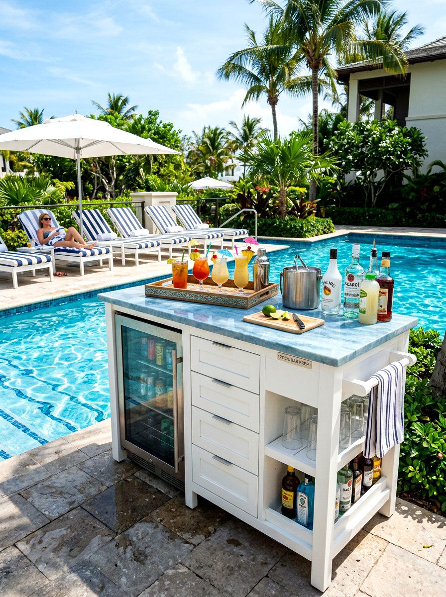 Poolside Prep Station - 30 outdoor prep station ideas
