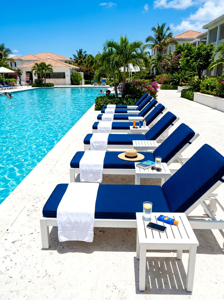 Poolside Sunbed Row - 30 resort patio lounge ideas