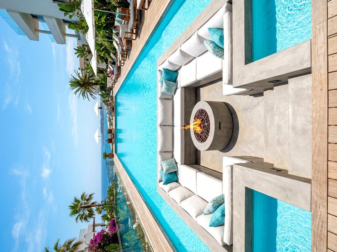 Poolside Sunken Fire Lounge - 30 sunken fire lounge ideas