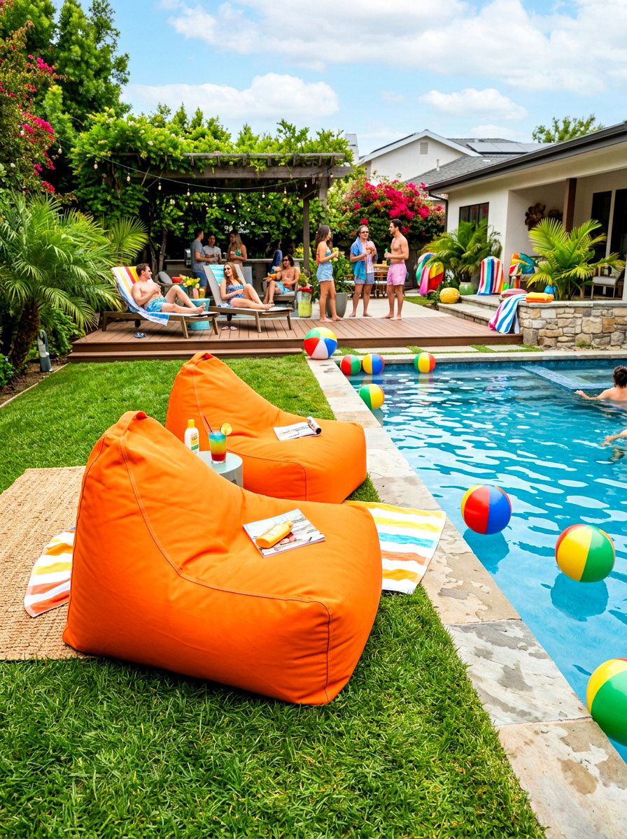 Poolside bean bag - 30 pool lounge chair ideas