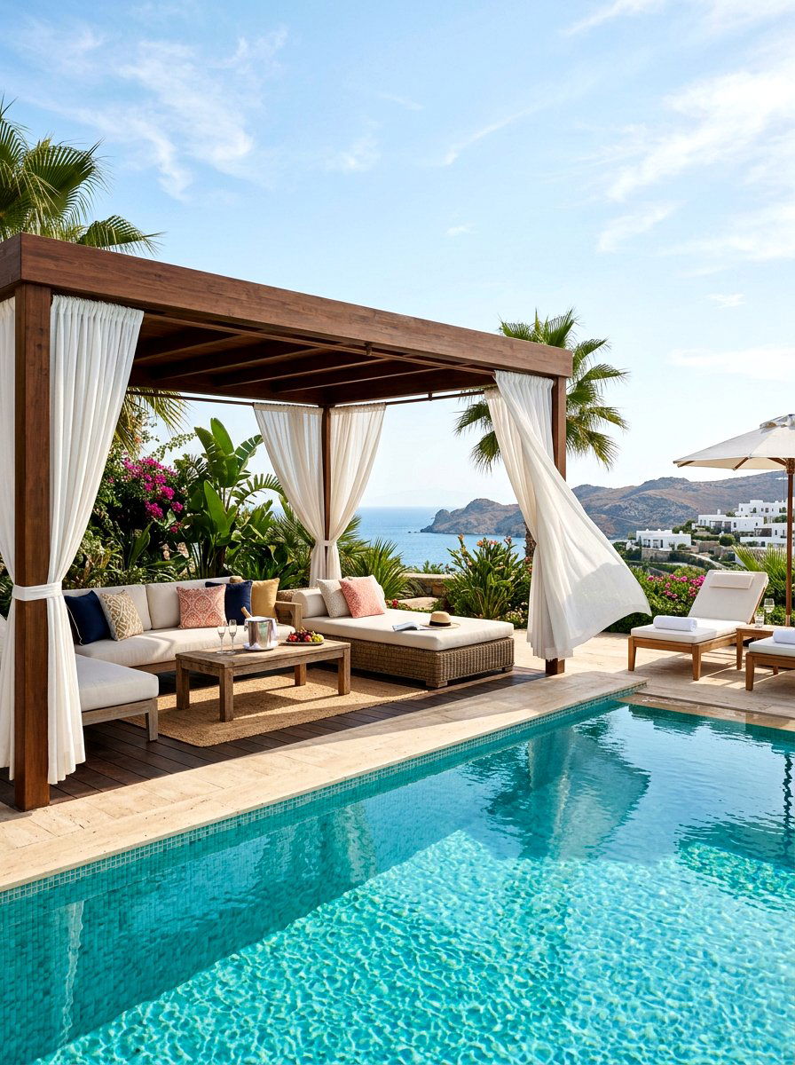 Poolside cabana canopy - 30 patio canopy ideas