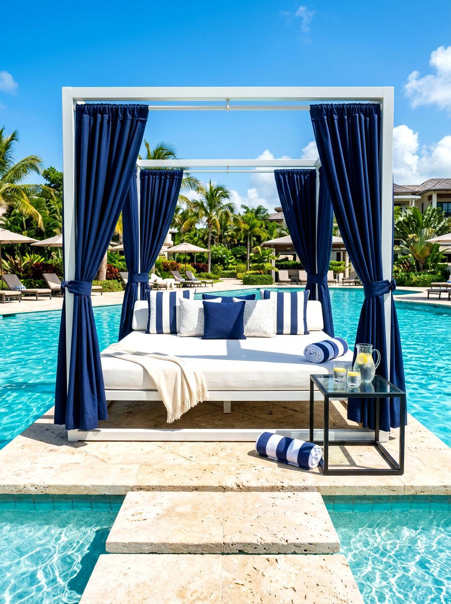 Poolside cabana daybed - 30 outdoor daybed canopy ideas