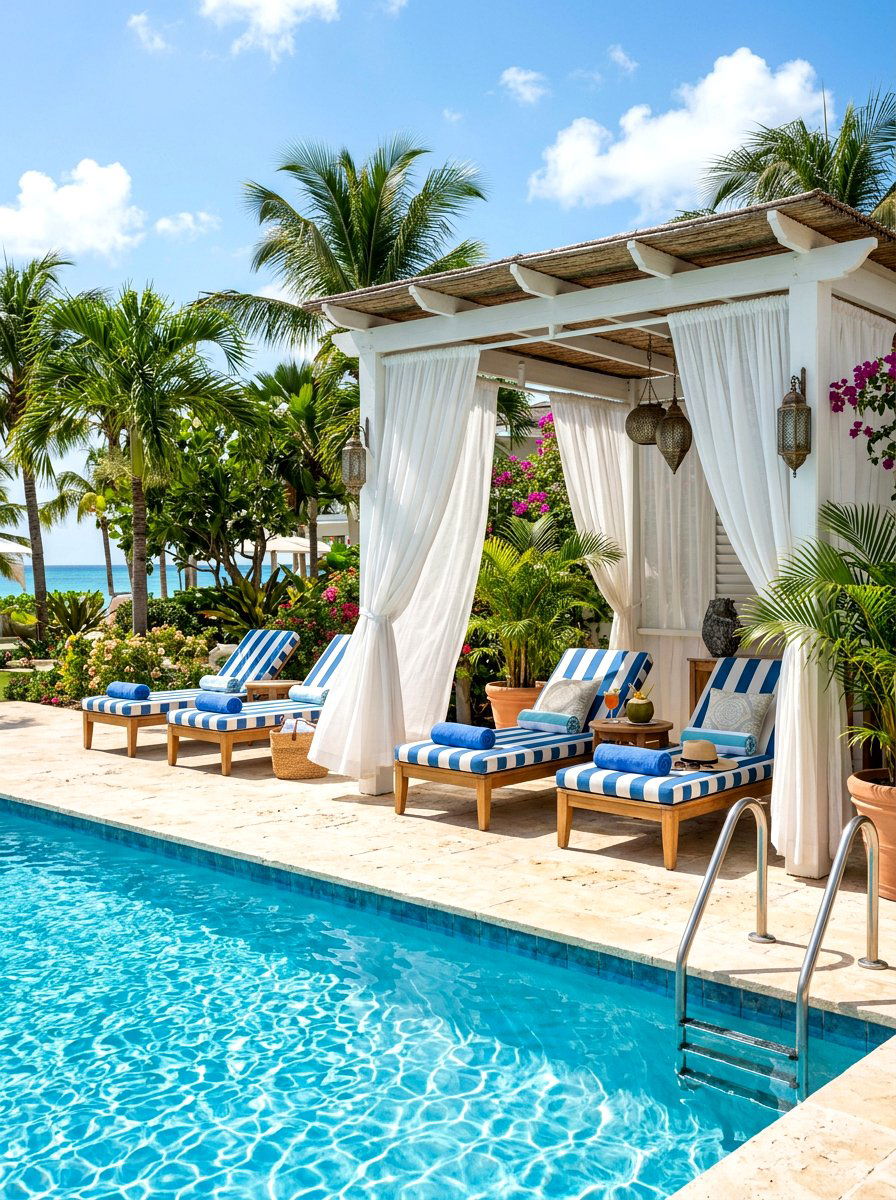 Poolside cabana retreat - 30 outdoor reading garden ideas